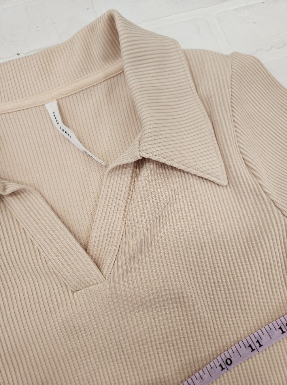 Pima Cotton Ribbed Collared Tops - Picture 4 of 4